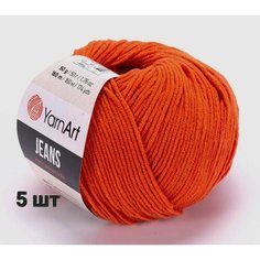 Пряжа YarnArt Jeans Ярнарт джинс Ярко-терракотовый (85) 5 мотков 50 г/160 м (45% акрил 55 хлопок)