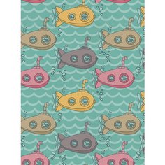 Отрезная ткань для мебели Ambesonne "Подводные батискафы" метражом для рукоделия и шитья, оксфорд, 155 см