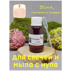Отдушка для свечей и мыла с нуля Кладовая мыловара. Аромат "Грейпфрут и чай" 30мл. Пипетка Пастера в подарок