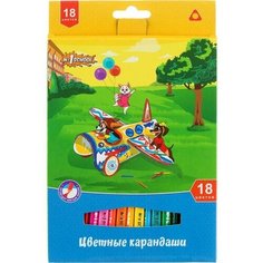 Карандаши цветные 18 цветов №1 School Шустрики (L=175мм, 3гр), 12 уп.