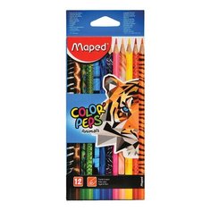 Карандаши цветные MAPED (Франция) "ColorPeps Animals" 12 цветов трехгранные заточенные европодвес, 2 шт