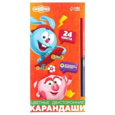 Карандаши цветные 24 цвета, двусторонние, Смешарики