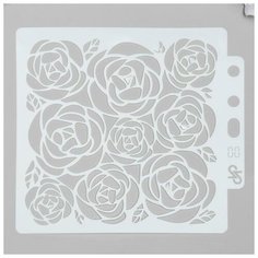 Трафарет пластик "Крупные розы" 13х14 см Noname
