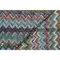 Ткань Джерси Missoni в сине-зелёной гамме с лиловыми и коралловыми зигзагами, ш130см, 0,5 м