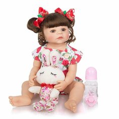 Кукла реборн силиконовая NPK Doll. Кукла - младенец Reborn 55 см. в песочнике с розами.