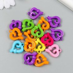 Декор для творчества пластик "Сердца изогнутые" цветные набор 25 гр 0,7х2,1х2,6 см Арт Узор