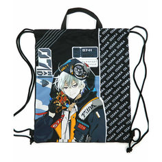 Мешок для обуви CY-9555 "Аниме парень" черный полиэстер, 33.5*42см, с ручкой, чёрные завязки (2/10/250) Китай