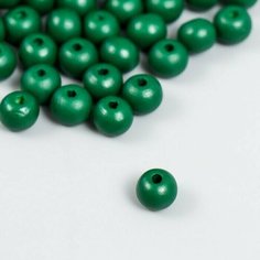 Бусины для творчества дерево "Зелёный" d-0,8 см, набор 20 гр Made in China