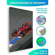 Алмазная мозаика на подрамнике - вышивка Формула F1 40 х 60 см Красиво Красим