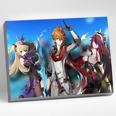 Картина по номерам 30 х 40 см "Геншин. Тарталья с Розарией и Фишль" 30 цветов Molly