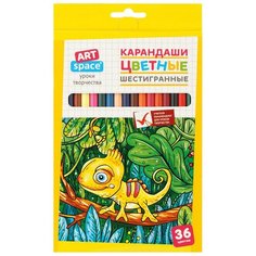 Карандаши цветные 36 цветов ArtSpace "Милые зверушки" (L=177мм, D=6.4мм, 6гр) картон, европодвес (CP_41023), 10 уп.