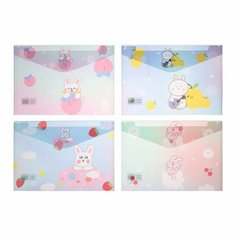 Папка-конверт на кнопке формат А4 150 мкр микс Зверушки Calligrata