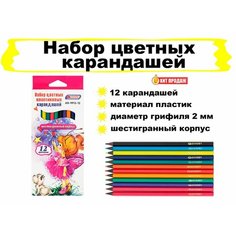 Набор цветных карандашей / пластиковый шестигранный корпус - 12 штук Asmar