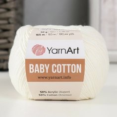 Пряжа "Baby cotton" 50% акрил 50% хлопок 165м/50гр (401 белый) Yarn Art