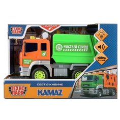 Машина на бат свет+звук Камаз "камаз мусоровоз" 17см, пласт, Технопарк