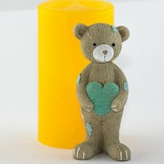 Силиконовая форма для мыла Вязаный Мишка с сердцем 3D, для свечей, гипса 1шт 9,5 х 4 х 3 см Нет бренда