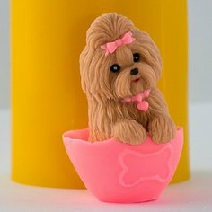 Силиконовая форма для мыла Маленький пес 3D, (№3) для свечей, гипса 1шт Нет бренда