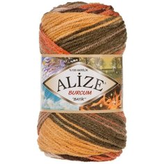 Пряжа ALIZE "Burcum Batik" цвет: 6060 желтый-оранжевый-хаки 100гр. 210м. (100% акрил) 1 шт