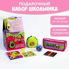 Подарочный набор школьника с мягкой игрушкой «Авокадо», 7 предметов Milo Toys