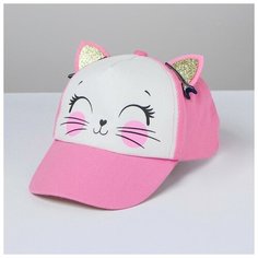 Кепка детская "Кошечка-красотка" с заколочками р-р 52-54 5-7 лет 4478942 Overhat