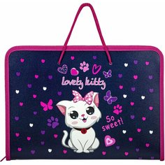 Папка для труда на молнии с ручками пифагор А4, 1 отделение, пластик, органайзер, "Positive kitty", 271472