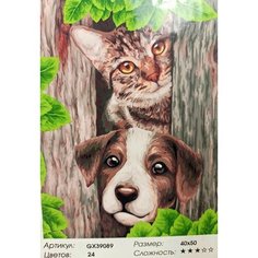 Картина по номерам 40*50 см на подрамнике. Кот и собака Нет бренда
