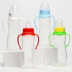 Бутылочка для кормления 250 мл приталенная, с ручками, цвет микс Mum&Baby