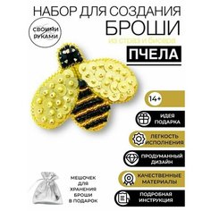 Набор для творчества создания, изготовления, вышивки украшения броши из бисера Пчела Нет бренда
