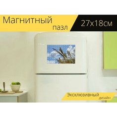 Магнитный пазл "Камыши, небо, облака" на холодильник 27 x 18 см. Lots Prints
