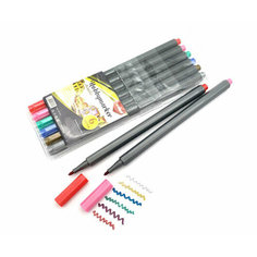 Фломастеры 6 цв. BZ-101 Металлик, колпачок в цвет чернил, шестигранный серый корпус (2/12/216) Китай