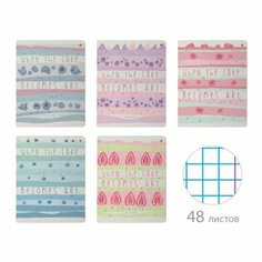 Тетрадь 48 листов в клетку "Ягодный тортик", обложка мелованный картон, матовая ламинация Soft Touch, фольгирование, микс Альт