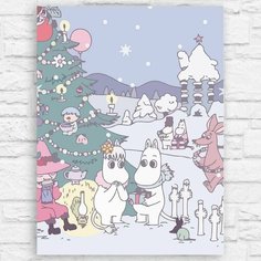 Картина по номерам на холсте новый год муми тролль (moomin, туве янссон, эстетика, уют, снуснумрик) - 12967 40х30 Бруталити