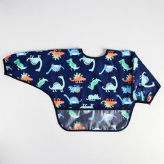 Нагрудник-рубашка для кормления «Динозавры» непромокаемый на липучке, с карманом Mum&Baby