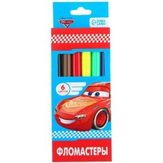 Фломастеры, 6 цветов, в картонной коробке, Тачки Россия
