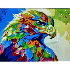 Алмазная мозаика квадратные стразы 40*50 радужный сокол, орёл, птицы, поп-арт, абстракция, животные, ящерица, саламандра Kakadu
