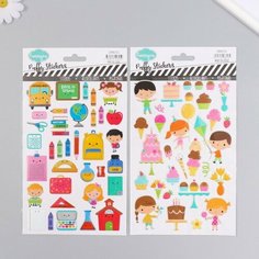 Наклейка пластик "Учёба/Праздник" с блёстками микс 14х25 см, 2 штуки Noname