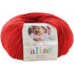 Пряжа Alize Baby Wool красный (56), 40%шерсть/20%бамбук/40%акрил, 175м, 50г, 3шт