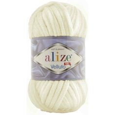 Пряжа Alize Velluto молочный (62), 100%микрополиэстер, 68м, 100г, 3шт