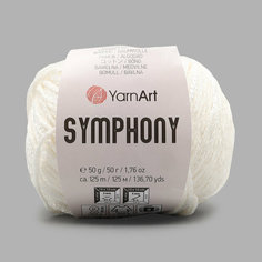 Пряжа для вязания YarnArt Symphony, 50г, 125м (80% хлопок, 20% вискоза) (2101 белый), 10 мотков