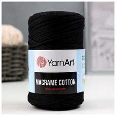 YarnArt Пряжа "Macrame Cotton" 20% полиэстер, 80% хлопок 225м/250гр (750 черный)