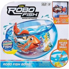 Интерактивная игрушка ZURU RoboAlive Robo Fish аквариум с рыбкой, несохнущий песок (оранжевая рыбка)