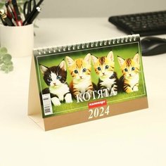 Календарь настольный, домик "Котята" 2024, 20х14 см Нет бренда