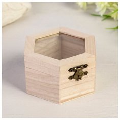 Шкатулка для росписи многогранник со стеклянной вставкой 10х9х4,5 см 115243 Сима ленд