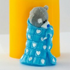 Силиконовая форма для мыла Тедди в одеяле 3D, для свечей, гипса 1 шт Нет бренда