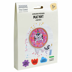 Алмазная мозаика, магнит ТРИ совы "Пончик", картонный конверт