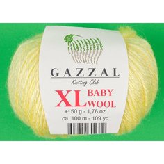 Пряжа Gazzal Baby Wool XL светло-желтый (833), 40%шерсть мериноса/20%кашемирПА/40%акрил, 100м, 50г, 2шт