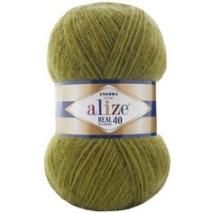 Пряжа Alize Angora Real 40 оливковый (758), 60%акрил/40%шерсть, 430м, 100г, 3шт