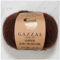 Пряжа Gazzal Super Kid Mohair шоколадный (61257), 31%меринос/47%супер кид мохер/22%полиамид, 237м, 25г, 2шт
