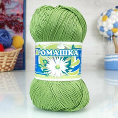 Пряжа ПНК им. С. М. Кирова Ромашка (ПНК), т. фисташка - 4006, 100% мерсеризованный хлопок, 4 мотка, 75 г, 320 м.