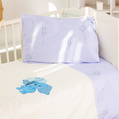 Постельное белье на резинке в кроватку для новорожденных/наволочка 40х60/сатин 100% хлопок ЛайМ